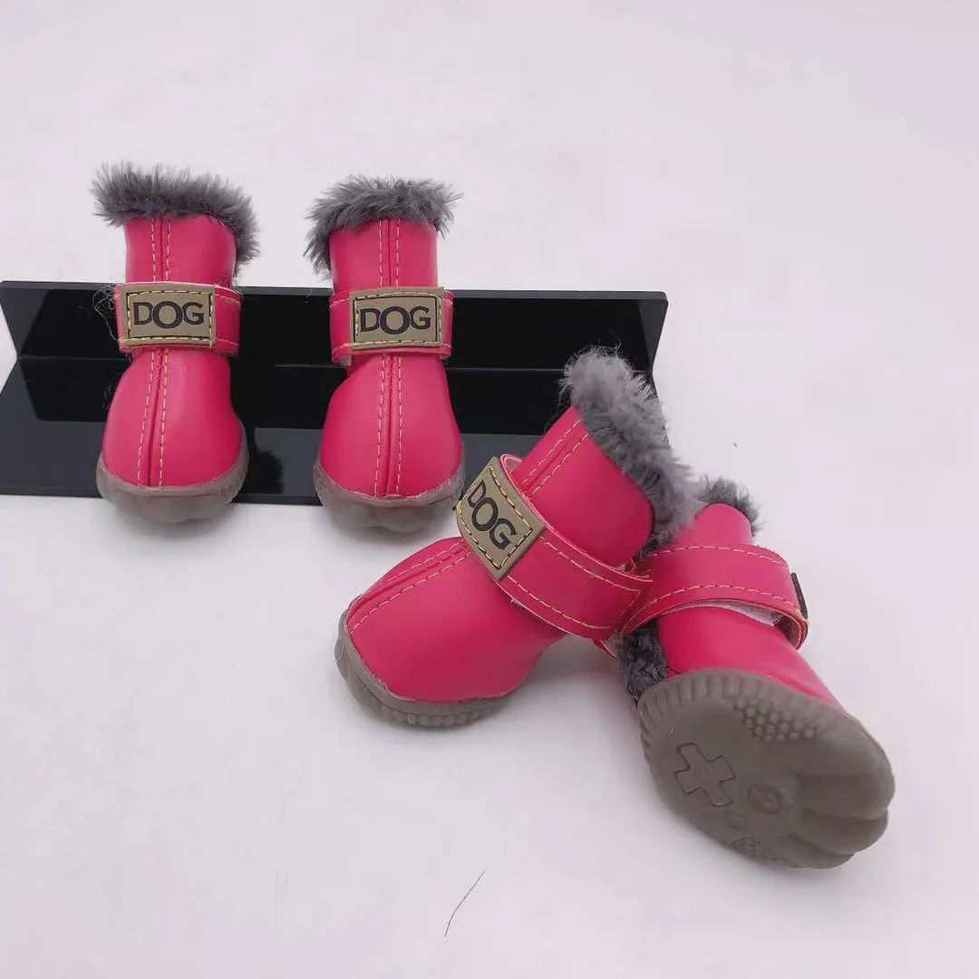 Polarowe buty dla małego psa – ocieplane, wodoodporne, na mróz Różowy
