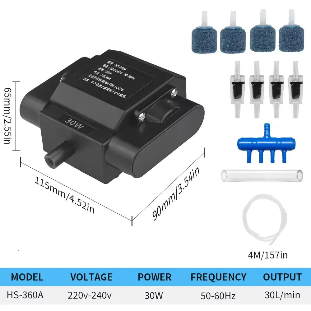 Pompa powietrza elektromagnetyczna do akwarium W with accessories