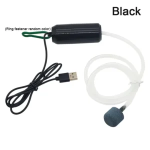 Pompa powietrza USB do akwarium z kamieniem napowietrzającym i rurką silikonową Biały
