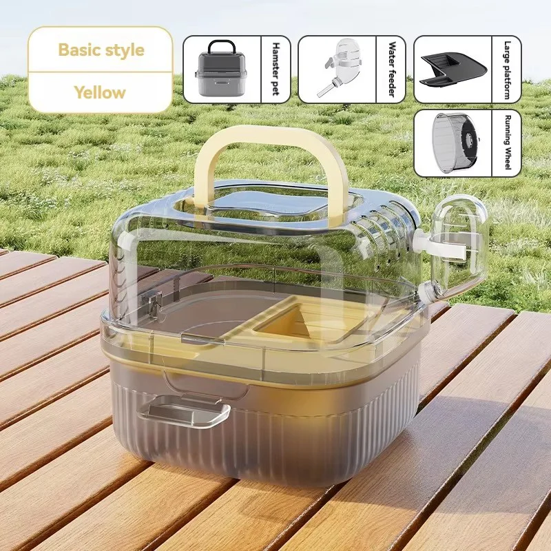 Przenośna klatka transportowa dla chomika i szynszyli z rączką żółty
