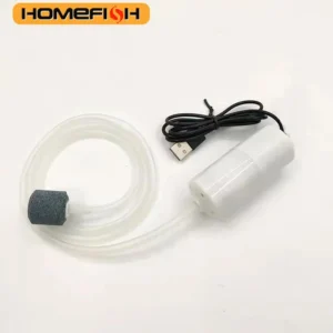 Przenośna mini pompka powietrza USB do akwarium — oksygenator kompaktowy Biały