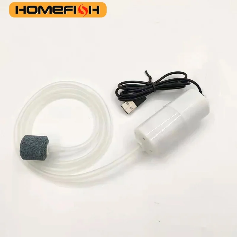 Przenośna mini pompka powietrza USB do akwarium — oksygenator kompaktowy Biały