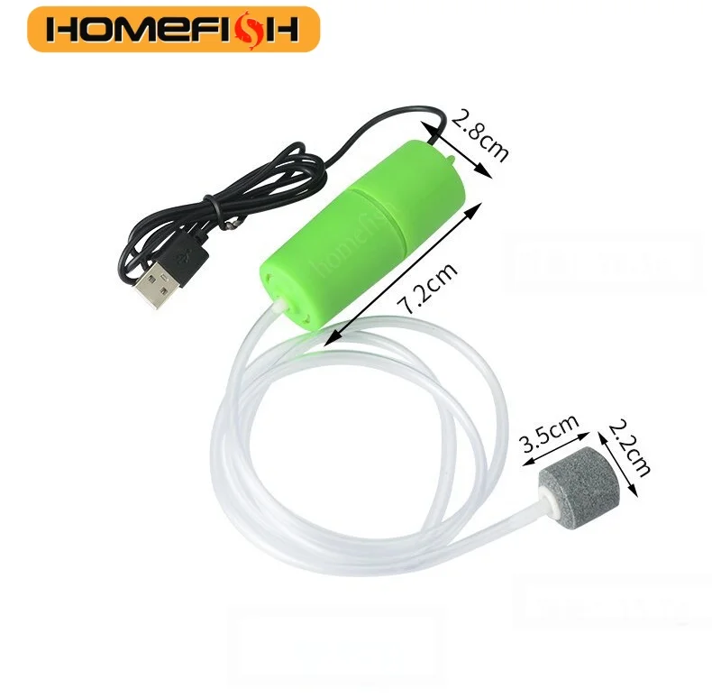Przenośna mini pompka powietrza USB do akwarium — oksygenator kompaktowy Zielony