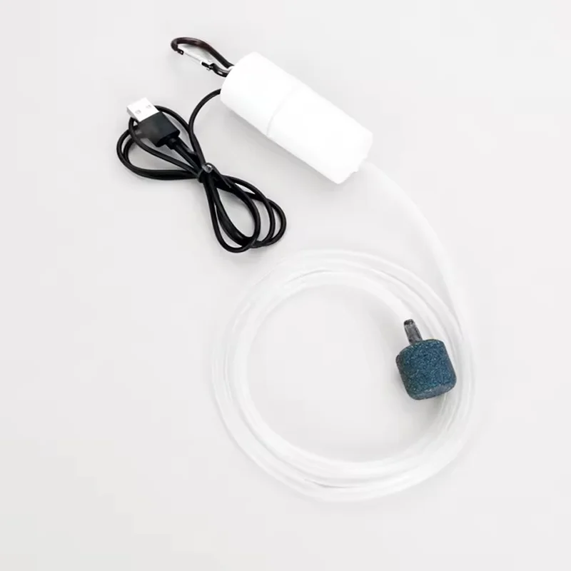 Przenośna pompa tlenowa USB do akwarium - cicha i wydajna Biały