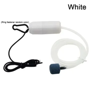 Przenośna pompka powietrza USB 5V do akwarium — cicha mini sprężarka Biały