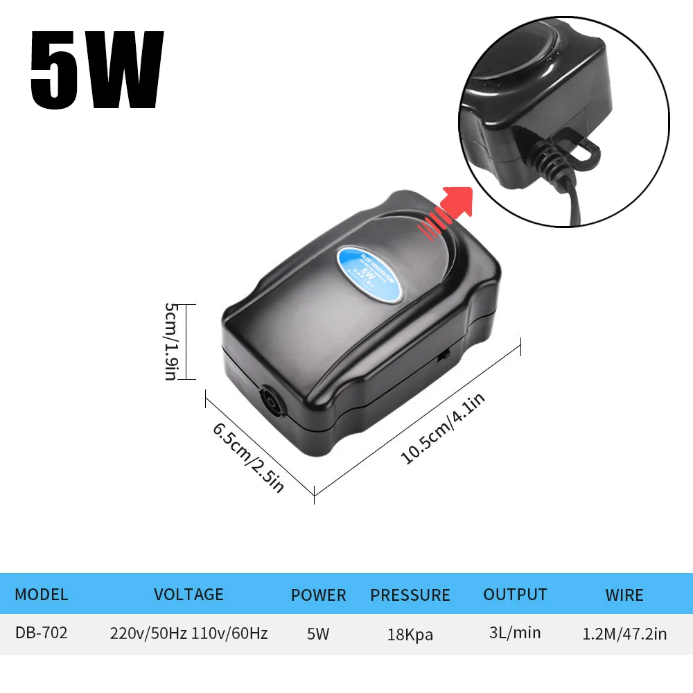 Regulowana cicha pompka powietrza do akwarium 3W–12W 220V do sypialni Zielony