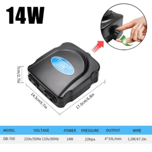 Regulowana cicha pompka powietrza do akwarium 3W–12W 220V do sypialni żółty