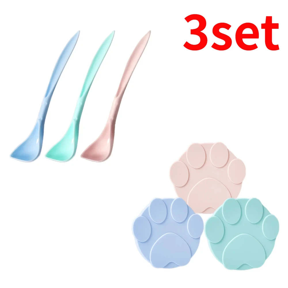 Silikonowa pokrywka na puszki z karmą 2w1 z łyżką 3 colors