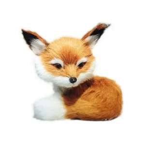 Simulation Fox Ornament Mini Squatting Fox Model Plush Animal Figurine A