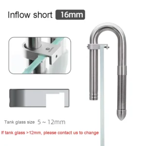 Skimmer i rury wlotowe ze stali do akwarium Inflow short 16