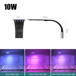 Smukła lampa LED do akwarium z klipsem do roślin wodnych 5-15W Srebrny
