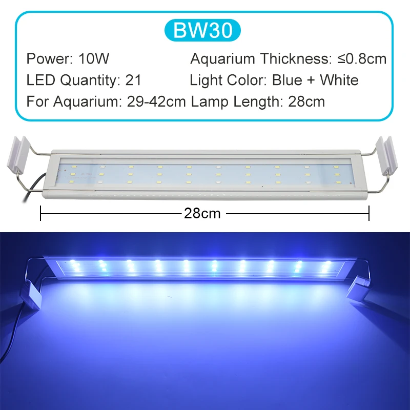 Smukła lampa LED Super Slim do akwarium z roślinami — wodoodporna, klips Czerwony