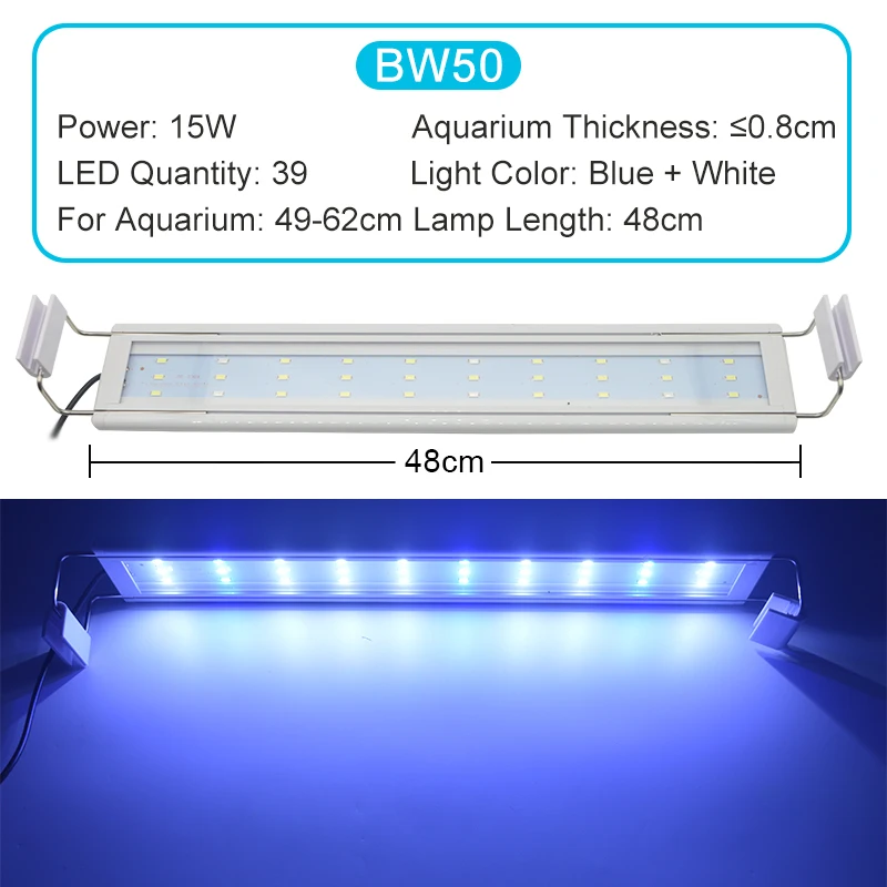 Smukła lampa LED Super Slim do akwarium z roślinami — wodoodporna, klips Różowy