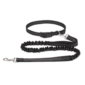Smycz hands-free do biegania i joggingu z psem regulowana Czarny