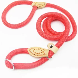 Smycz typu slip lead dla psa z liny, regulowana Czerwony