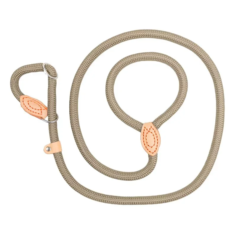 Smycz typu slip lead dla psa z liny, regulowana Khaki