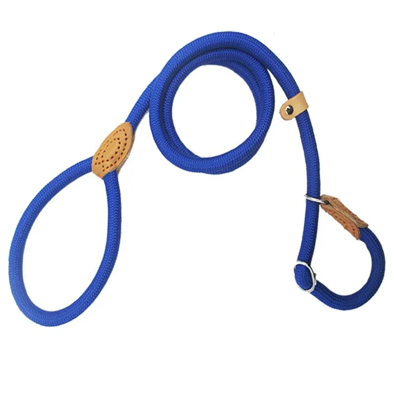 Smycz typu slip lead dla psa z liny, regulowana Niebieski