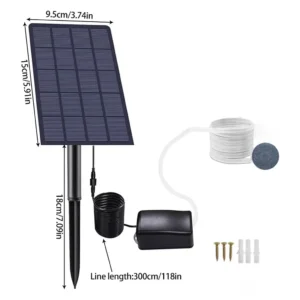 Solarna pompa tlenowa do akwarium i na ryby z kamieniem powietrznym As show