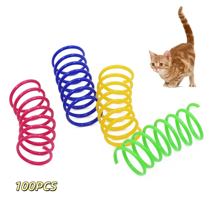 Sprężynki dla kota - kolorowe zabawki interaktywne 100PCS