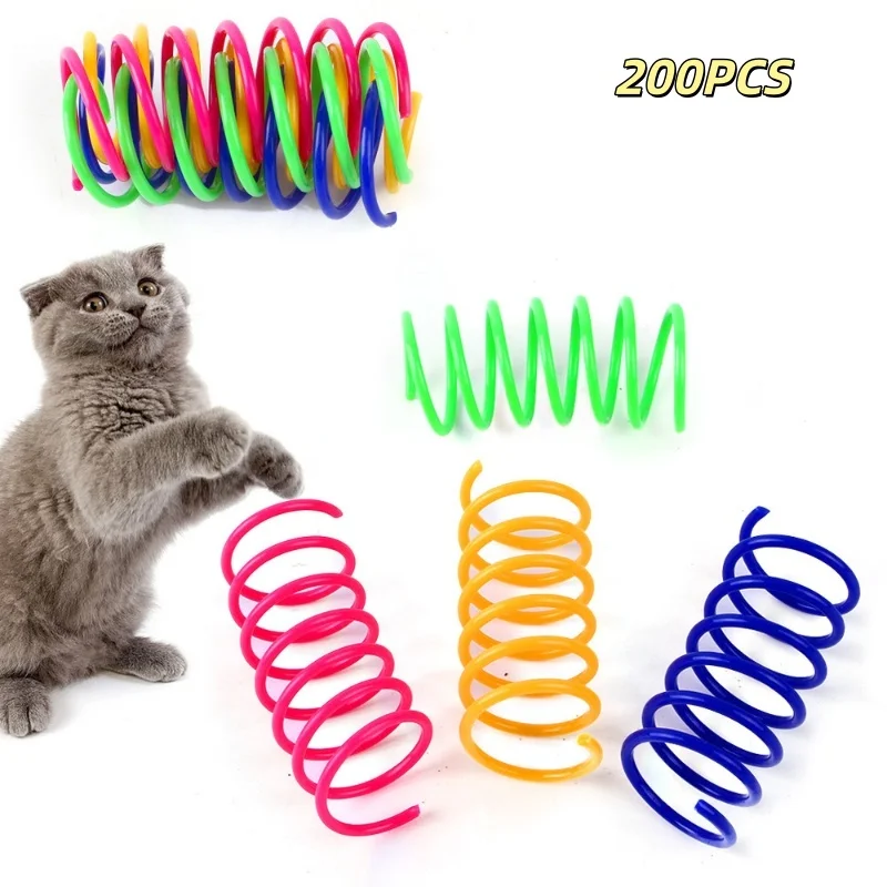 Sprężynki dla kota - kolorowe zabawki interaktywne 200PCS