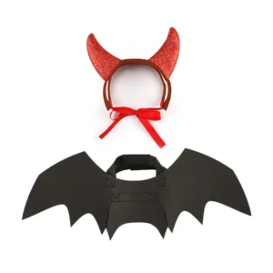 Strój demona dla kota - rogi i skrzydła na Halloween Biały