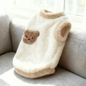 Sweter dla psa i kota z kapturkiem misia Kawowy