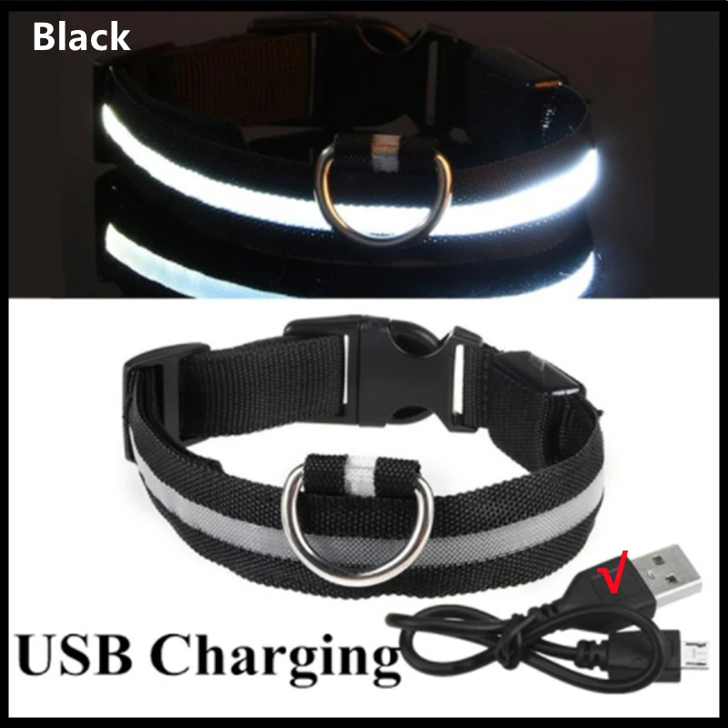 Świecąca obroża LED dla psa i kota ładowana USB Czarny