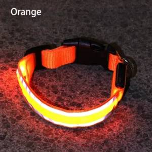 Świecąca obroża LED dla psa i kota, ładowana USB Pomarańczowy