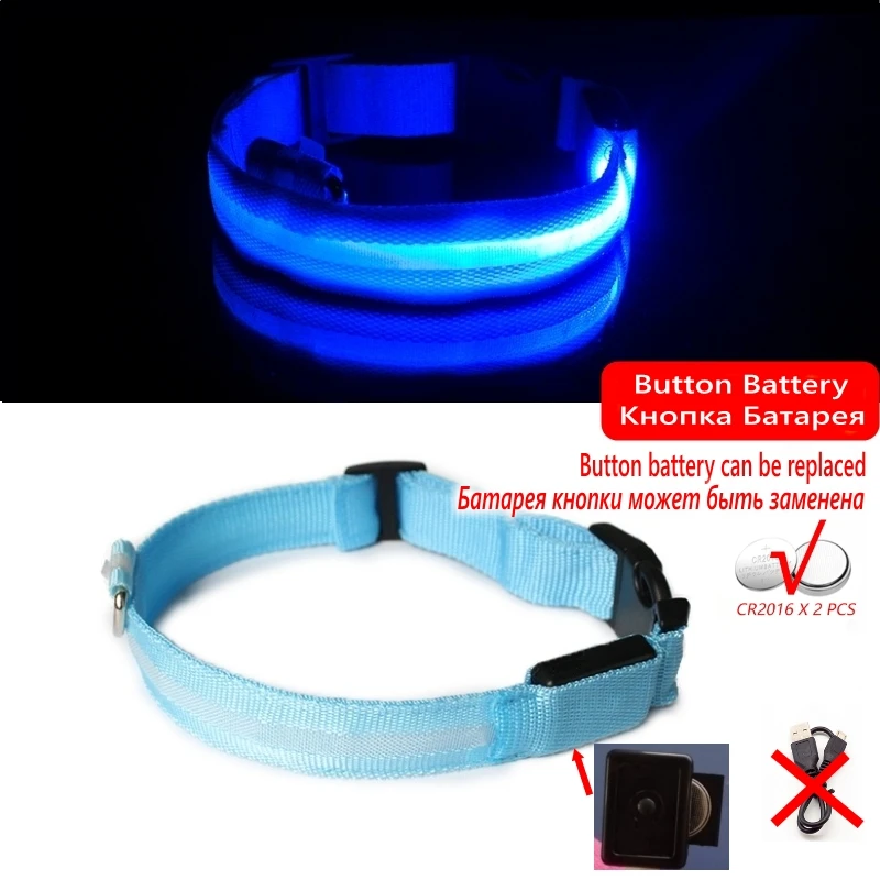 Świecąca obroża LED dla psa na nocne spacery Niebieski