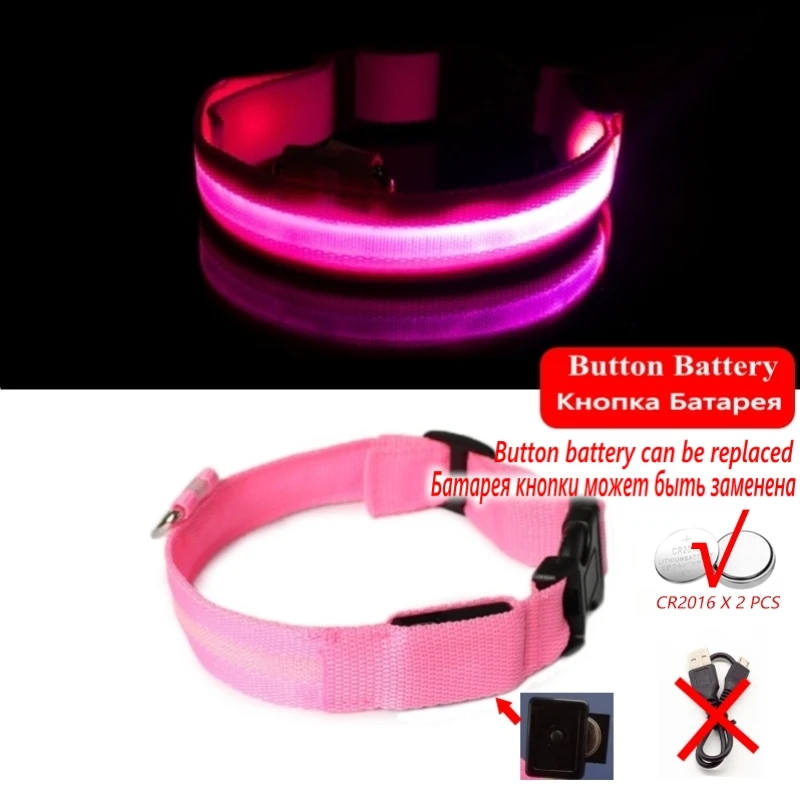 Świecąca obroża LED dla psa na nocne spacery Różowy