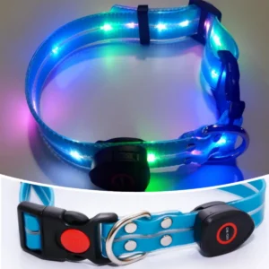 Swiecaca obroza LED dla psa - wodoodporna, ladowana USB Niebieski