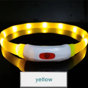 Świecąca obroża LED dla psa silikonowa ładowana USB Żółty