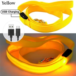 Świecąca smycz LED dla psa ładowana USB Żółty