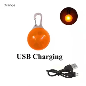 Świecąca zawieszka LED na obrożę, ładowana USB Pomarańczowy