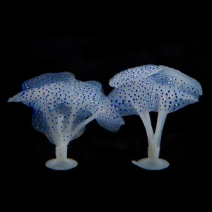 Świecący anemone do akwarium — silikonowa dekoracja fluorescencyjna Niebieski