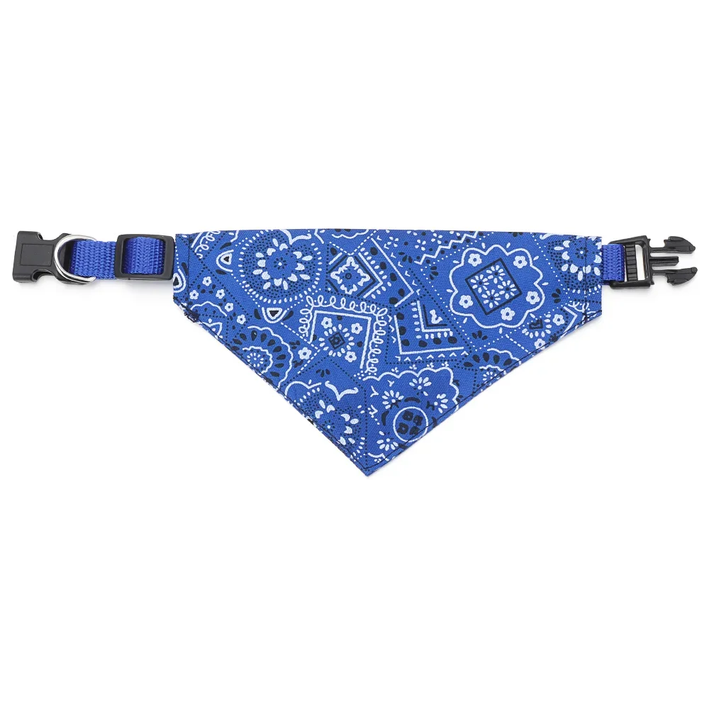 Regulowany szalik-bandana dla psa i kota — obroża z chustą na urodziny i imprezę Niebieski