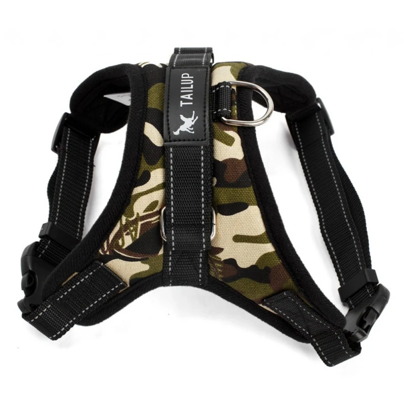 Regulowane szelki dla psa z uchwytem i smyczą Camouflage