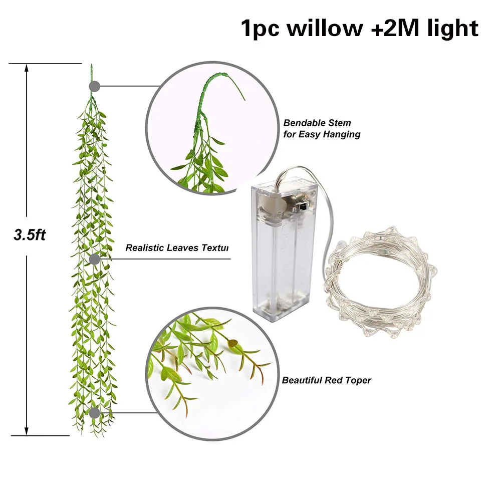 Sztuczny bluszcz wisząca girlanda dekoracja do terrarium . lampka winorośli