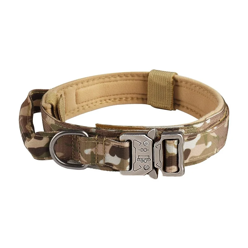 Taktyczna obroża dla psa z metalową klamrą Camouflage