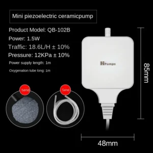 Ultra cicha pompa powietrza do akwarium 220-240V z regulacją przepływu Biały