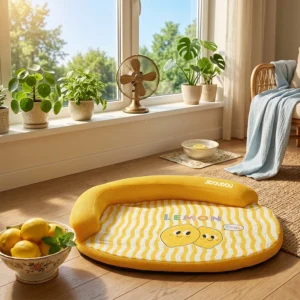 Wiosenno-letnie oddychające legowisko dla psa i kota — zdejmowane, do prania żółty