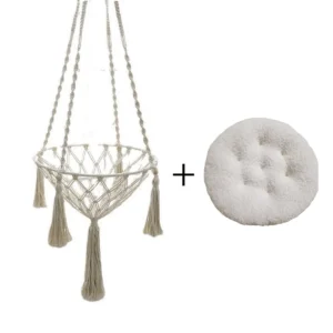 Wiszący hamak dla kota z plecionej bawełnianej liny Hammock and cushion