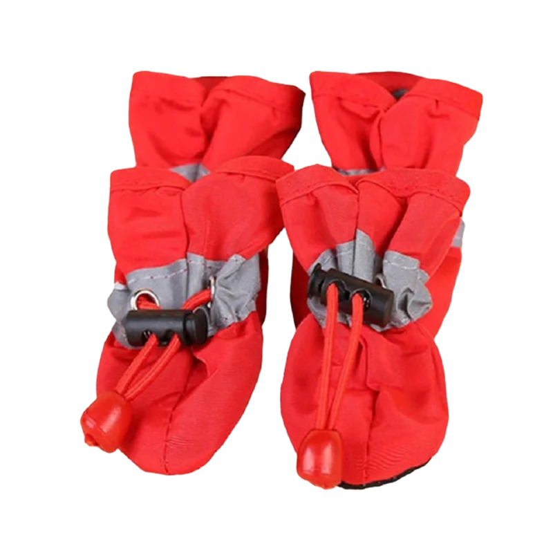 Wodoodporne buty dla psa 4 szt. — kalosze antypoślizgowe małe rasy Czerwony