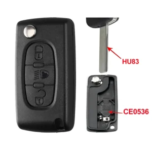 YOCASTY Obudowa kluczyka samochodowego typu flip do Peugeot 207 307 30 3 btns 02 0536 hu83