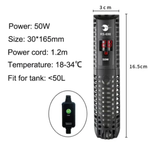 Zanurzalna grzałka akwariowa z termostatem 50–500W – stała temperatura 220V EU Biały