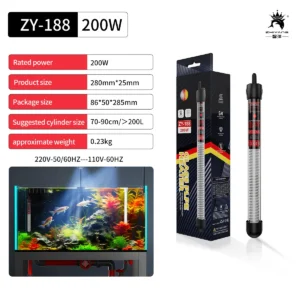 Zanurzeniowa grzałka akwariowa 220V z regulowanym termostatem 25W–300W Szary