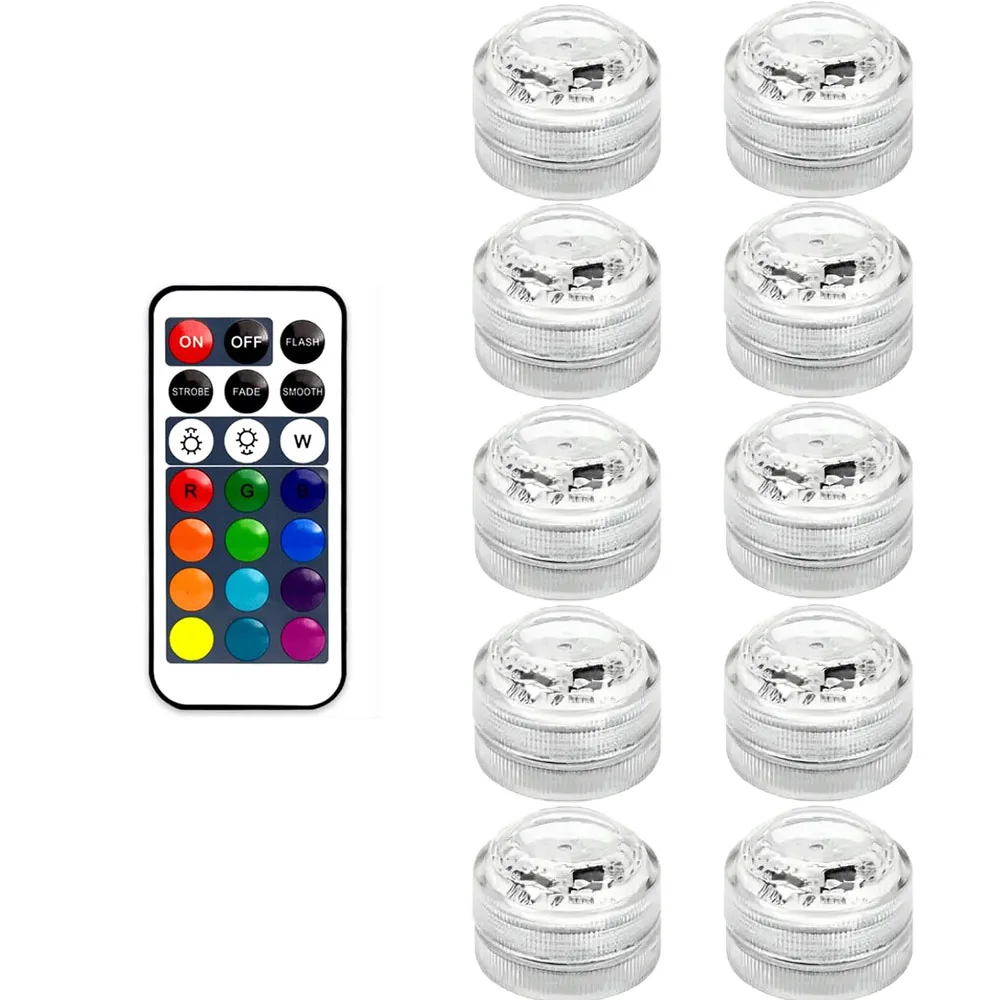 Zatapialne diody LED do akwarium z pilotem, podwodne światełka 10 light 1 control