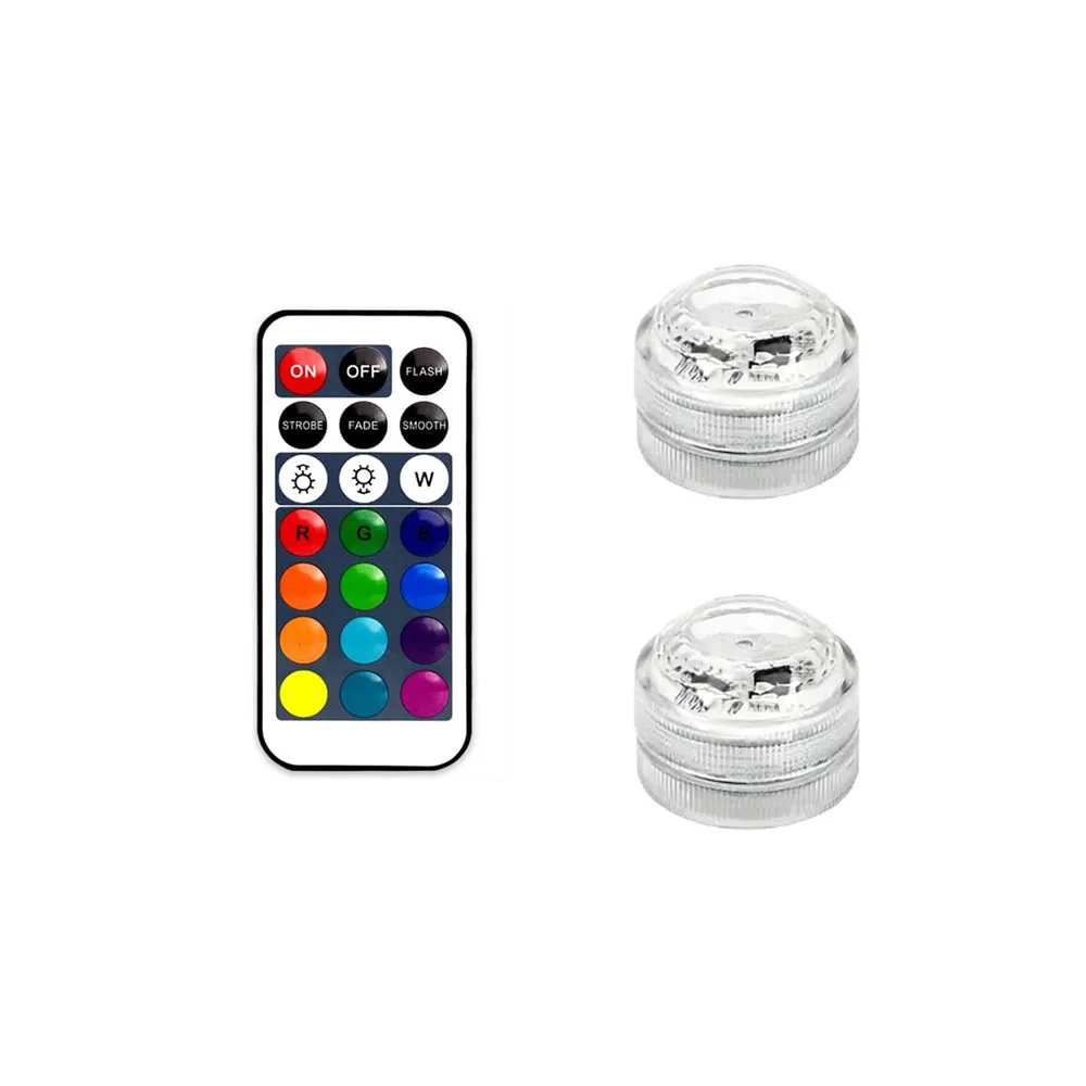 Zatapialne diody LED do akwarium z pilotem, podwodne światełka 2 light 1 control