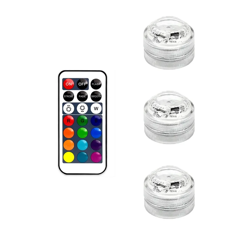 Zatapialne diody LED do akwarium z pilotem, podwodne światełka 3 light 1 control