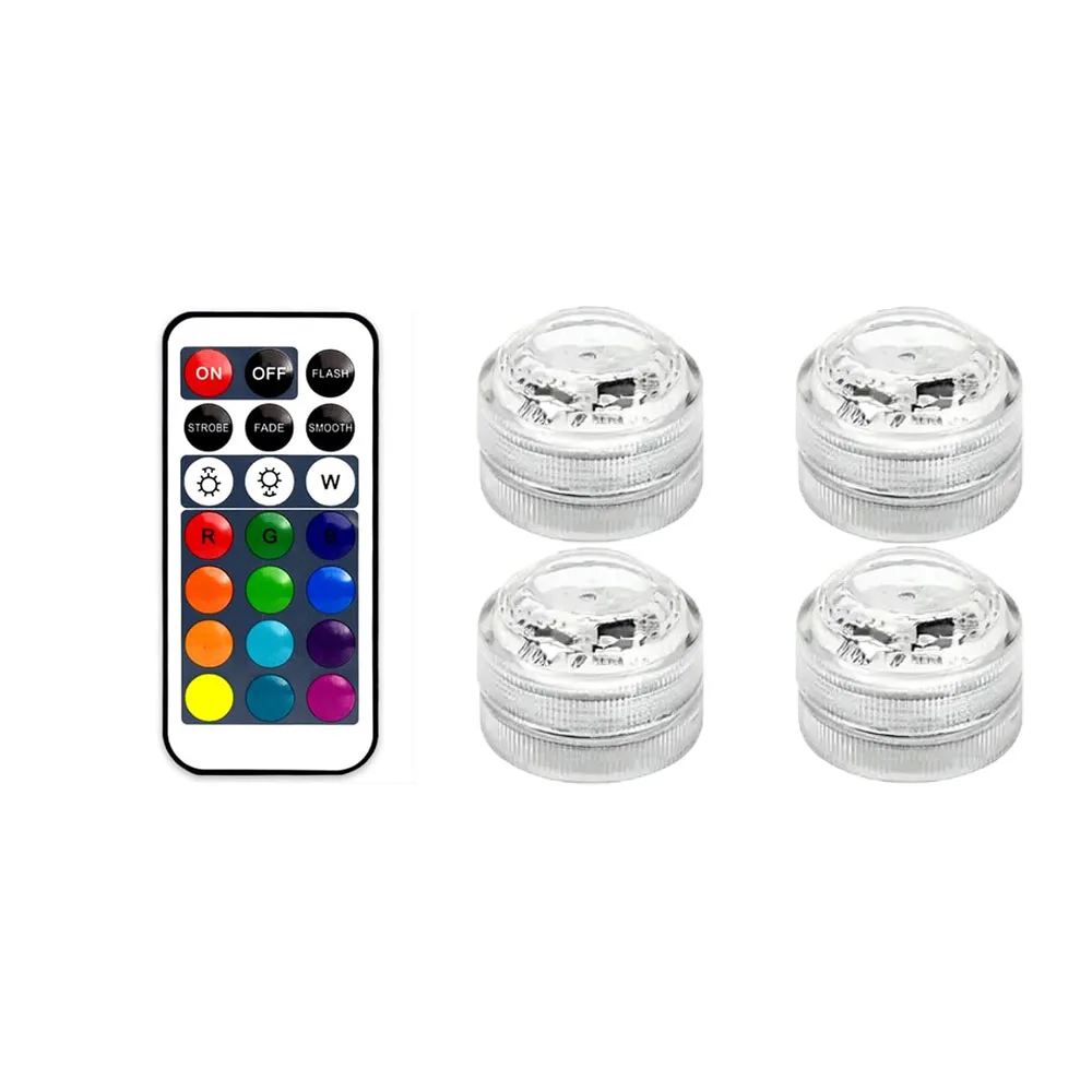 Zatapialne diody LED do akwarium z pilotem, podwodne światełka 4 light 1 control